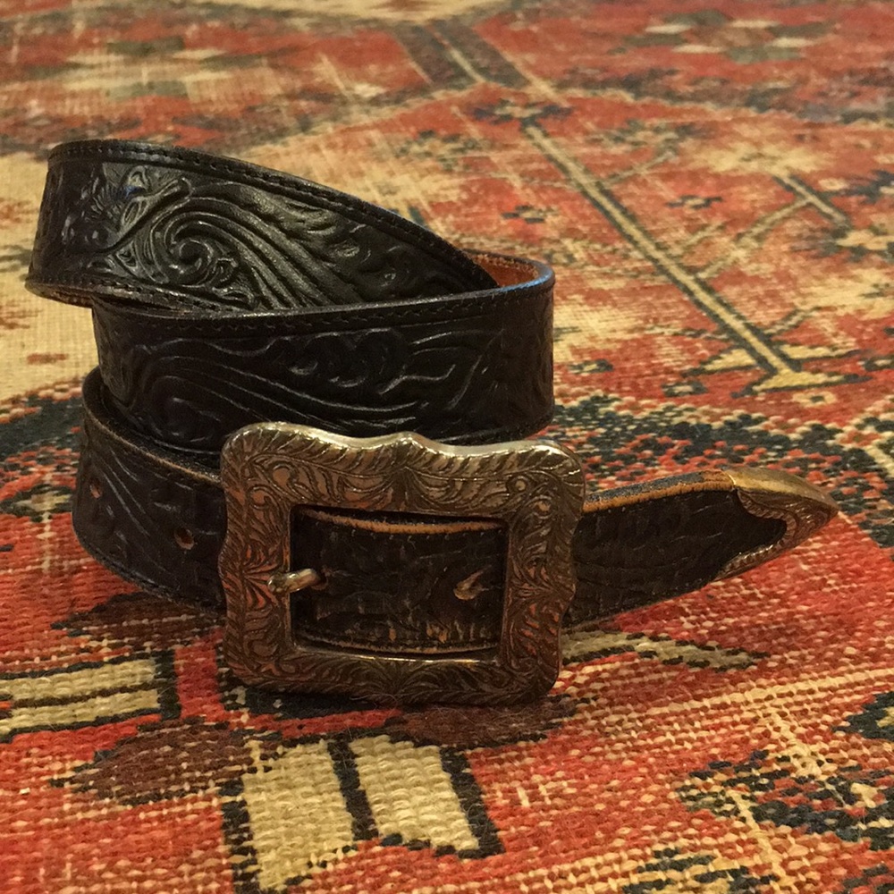 vintage western leather belt